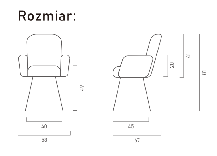 Zdjęcie Wymiarów Krzesło Alonso