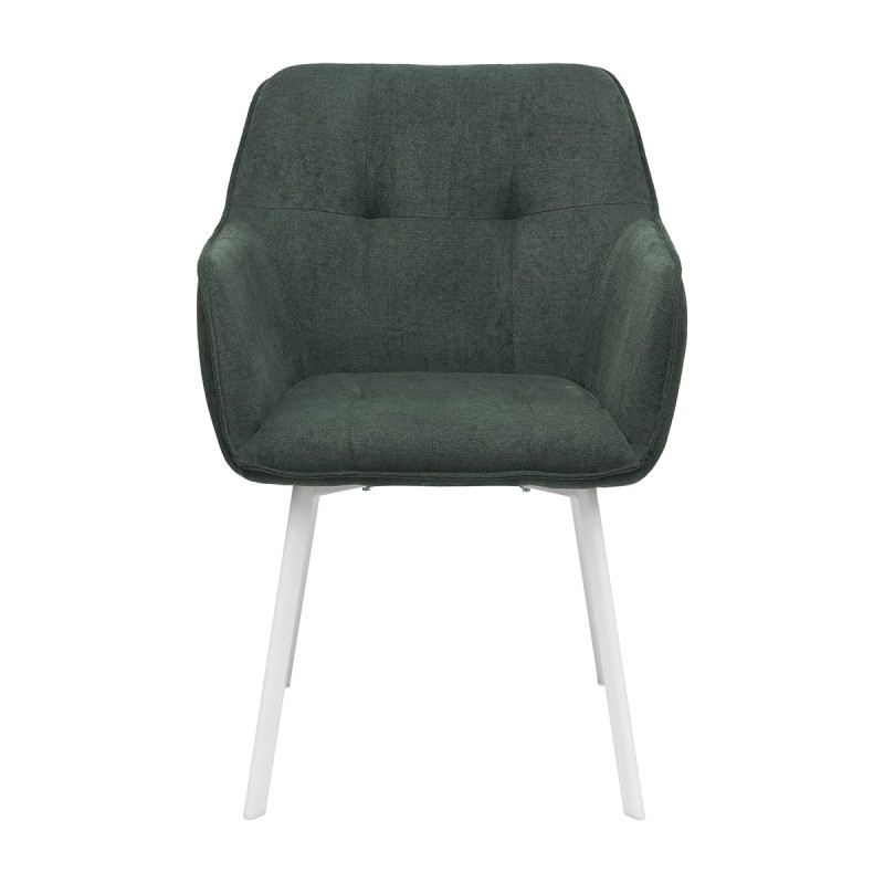 Krzesło SAMUEL Tapicerowane Ciemnozielone widok z przodu – nowoczesne krzesło do jadalni i salonu