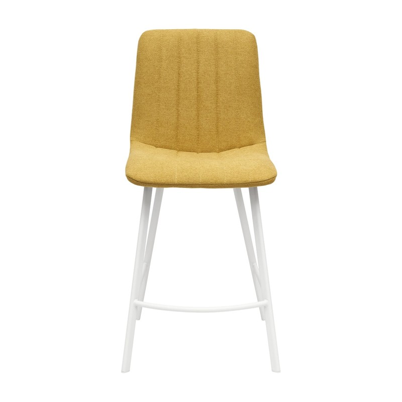 Hoker MARCELO PB Tapicerowany Żółty widok od przodu – nowoczesne krzesło barowe do kuchni z wyspą
