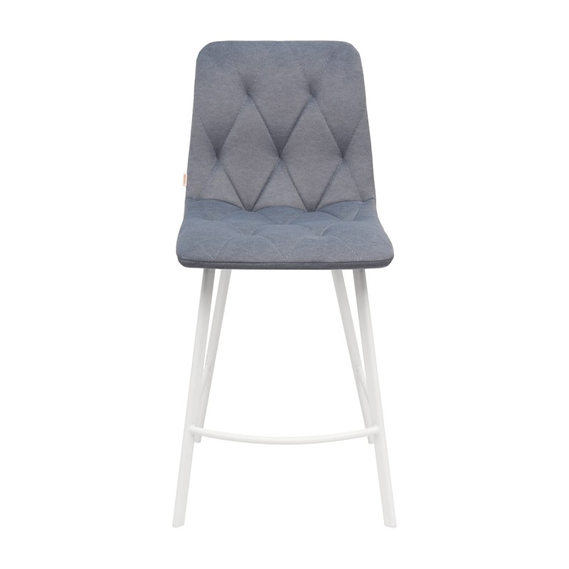 Hoker CUSTO C-2 PB Tapicerowany Szary widok od przodu – nowoczesne krzesło barowe do kuchni z wyspą