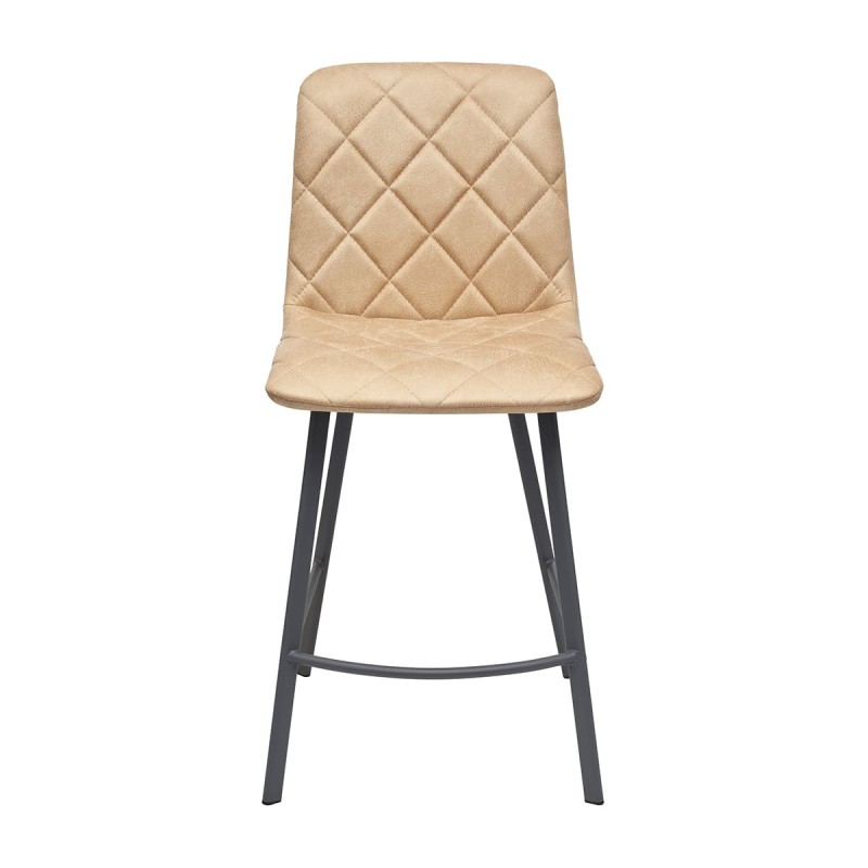 Hoker CUSTO C-3 PB Tapicerowany Beżowy widok od przodu – nowoczesne krzesło barowe do kuchni z wyspą