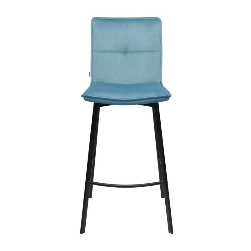 Hoker LARS B Tapicerowany Niebieski widok od przodu – nowoczesne krzesło barowe do kuchni z wyspą