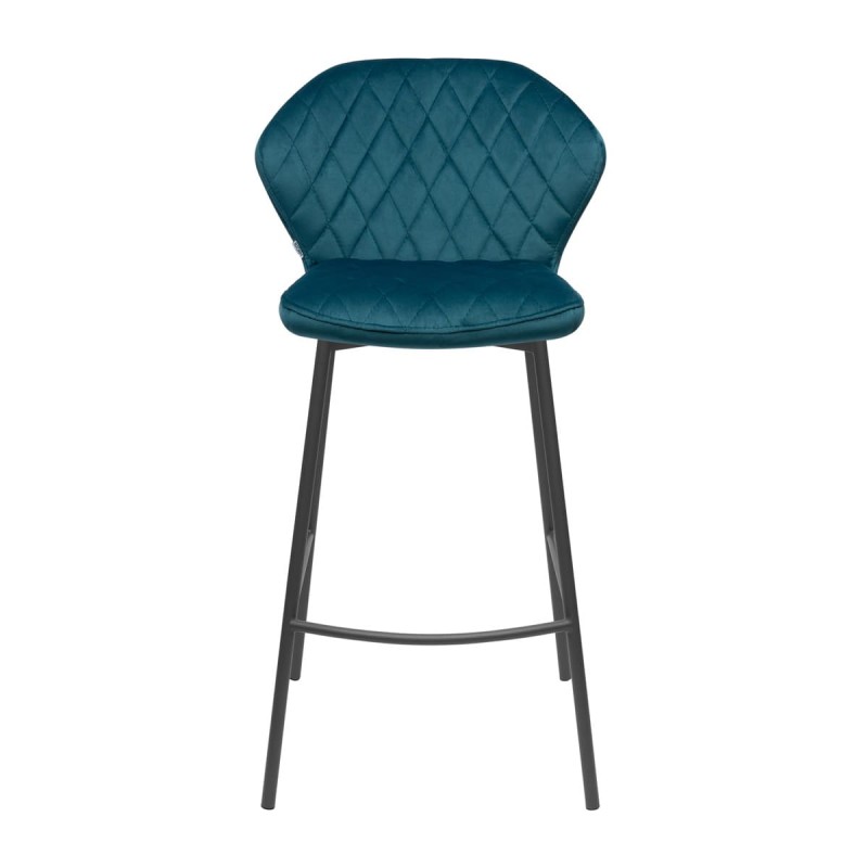 Hoker RALF B Tapicerowany Niebieski widok od przodu – nowoczesne krzesło barowe do kuchni z wyspą