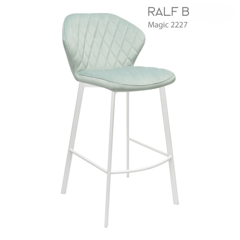 Hoker RALF B Tapicerowany Miętowy – nowoczesne krzesło barowe do kuchni z wyspą