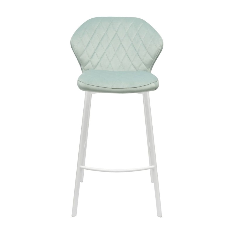 Hoker RALF B Tapicerowany Miętowy widok od przodu – nowoczesne krzesło barowe do kuchni z wyspą