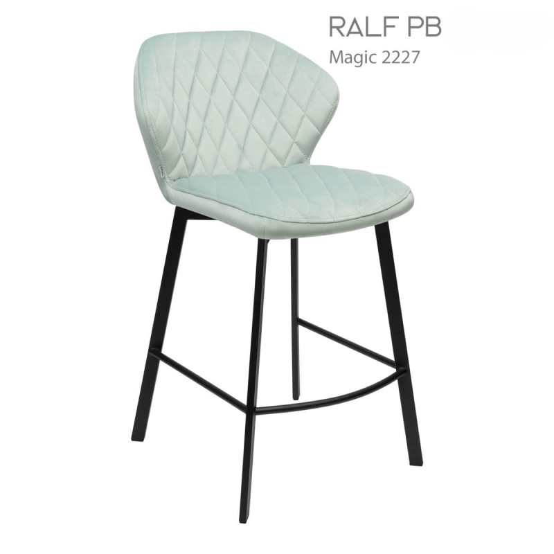 Hoker RALF PB Tapicerowany Miętowy – nowoczesne krzesło barowe do kuchni z wyspą