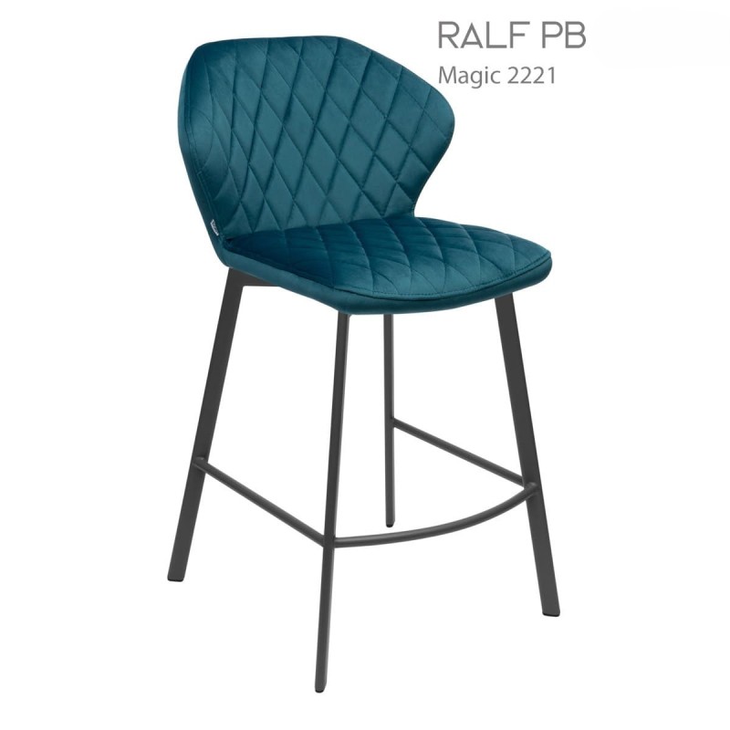 Hoker RALF PB Tapicerowany Niebieski – nowoczesne krzesło barowe do kuchni z wyspą