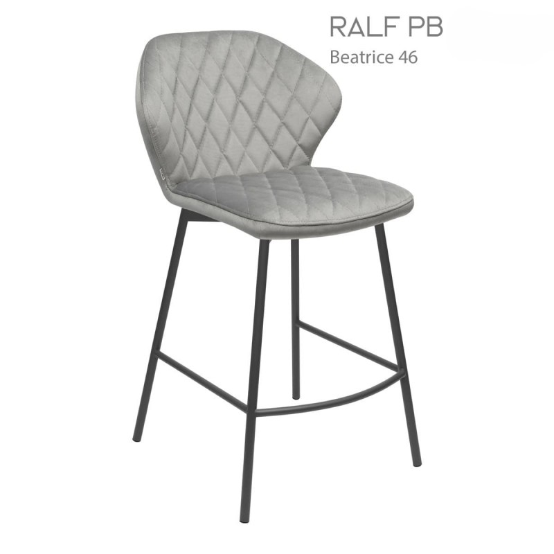 Hoker RALF PB Tapicerowany Szary – nowoczesne krzesło barowe do kuchni z wyspą