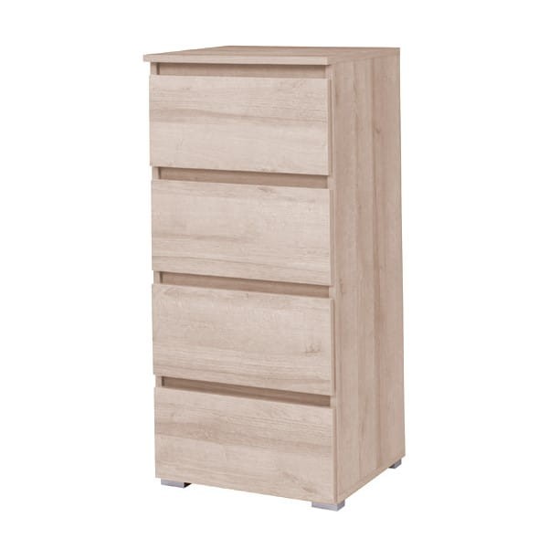 Komoda COSMO C07 Szerokość 45 cm Wysokość 97 cm Dąb Sonoma Wąska 4-Szuflady Do Sypialni Salonu Pokoju Dziecka Młodzieżowa Mała Pojemna Nowoczesna
