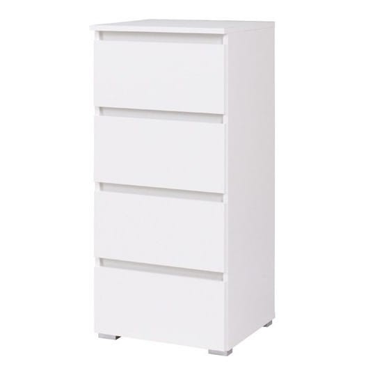Komoda COSMO C07 Szerokość 45 cm Wysokość 97 cm Biała  Wąska 4-Szuflady Do Sypialni Salonu Pokoju Dziecka Młodzieżowa Mała Pojemna Nowoczesna