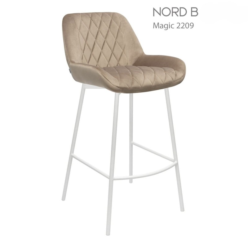 Hoker NORD B Tapicerowany Beżowy – nowoczesne krzesło barowe do kuchni z wyspą