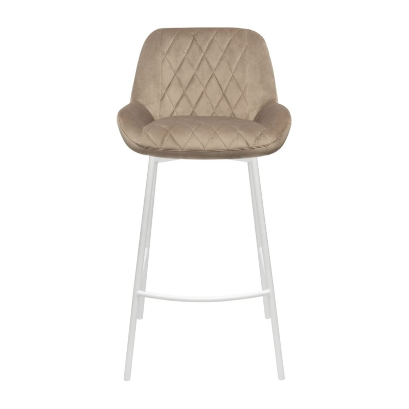 Hoker NORD B Tapicerowany Beżowy widok od przodu – nowoczesne krzesło barowe do kuchni z wyspą