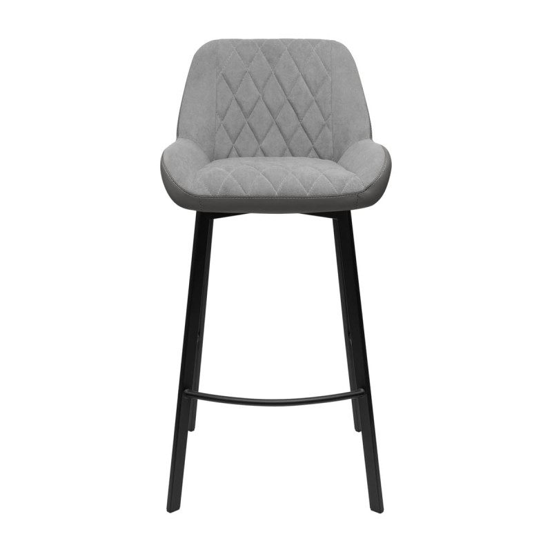 Hoker NORD B Tapicerowany Szary widok od przodu – nowoczesne krzesło barowe do kuchni z wyspą