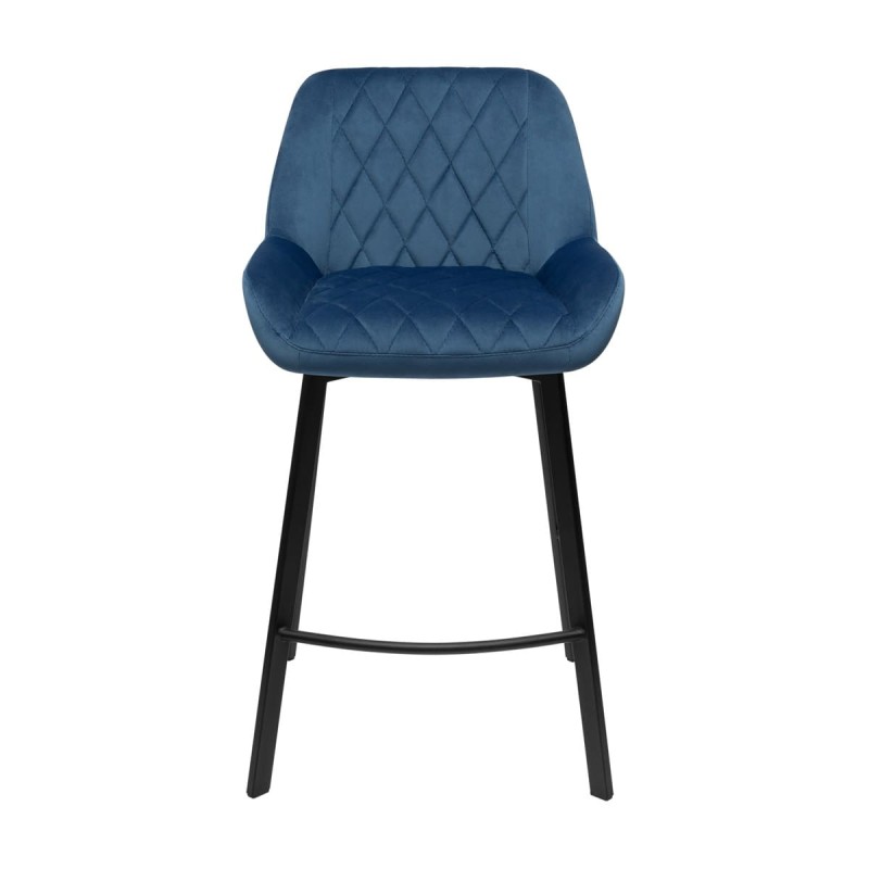 Hoker NORD PB Tapicerowany Niebieski widok od przodu – nowoczesne krzesło barowe do kuchni z wyspą