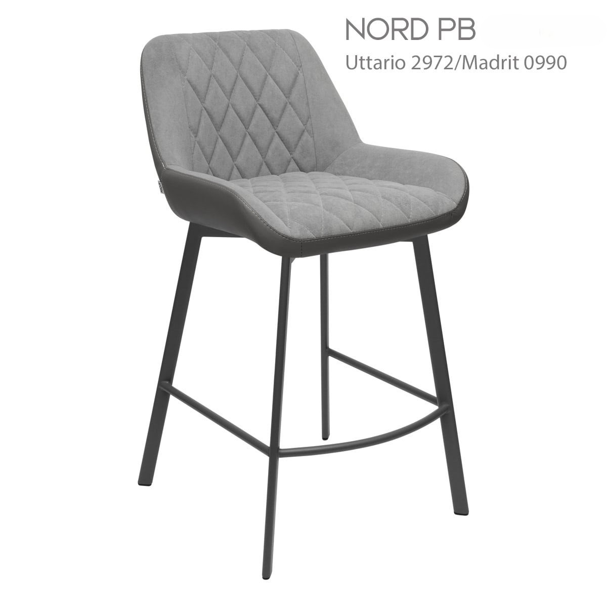 Hoker NORD PB Tapicerowany Szary – nowoczesne krzesło barowe do kuchni z wyspą
