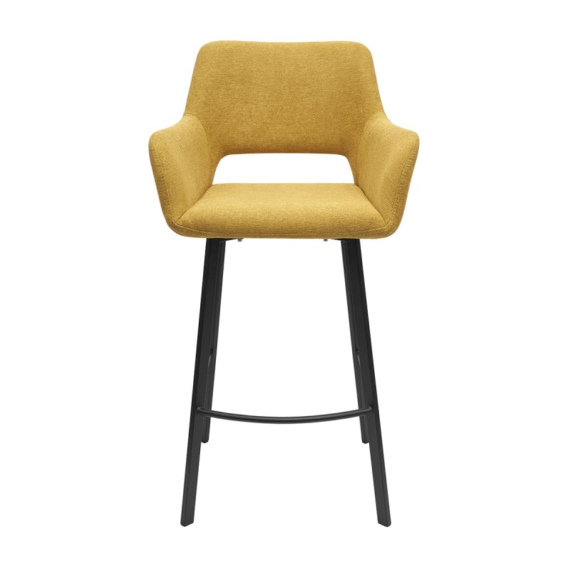 Hoker STARK B Tapicerowany Żółty widok od przodu – nowoczesne krzesło barowe do kuchni z wyspą