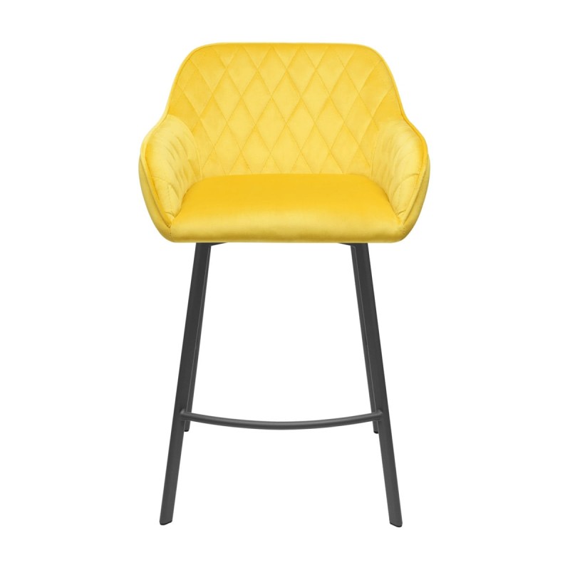 Hoker TOMAS PB Tapicerowany Żółty widok od przodu – nowoczesne krzesło barowe do kuchni z wyspą