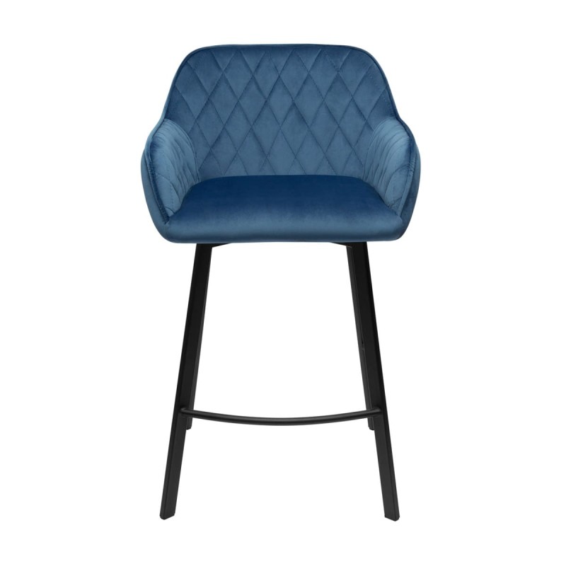Hoker TOMAS PB Tapicerowany Niebieski widok od przodu – nowoczesne krzesło barowe do kuchni z wyspą