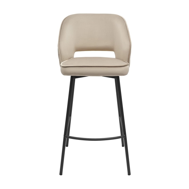 Hoker ANDRE B Tapicerowany Beżowy widok od przodu – nowoczesne krzesło barowe do kuchni z wyspą