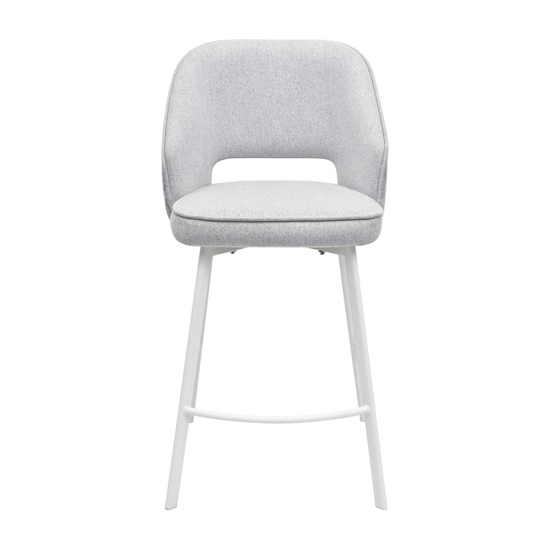 Hoker ANDRE PB Tapicerowany Jasnoszary widok od przodu – nowoczesne krzesło barowe do kuchni z wyspą