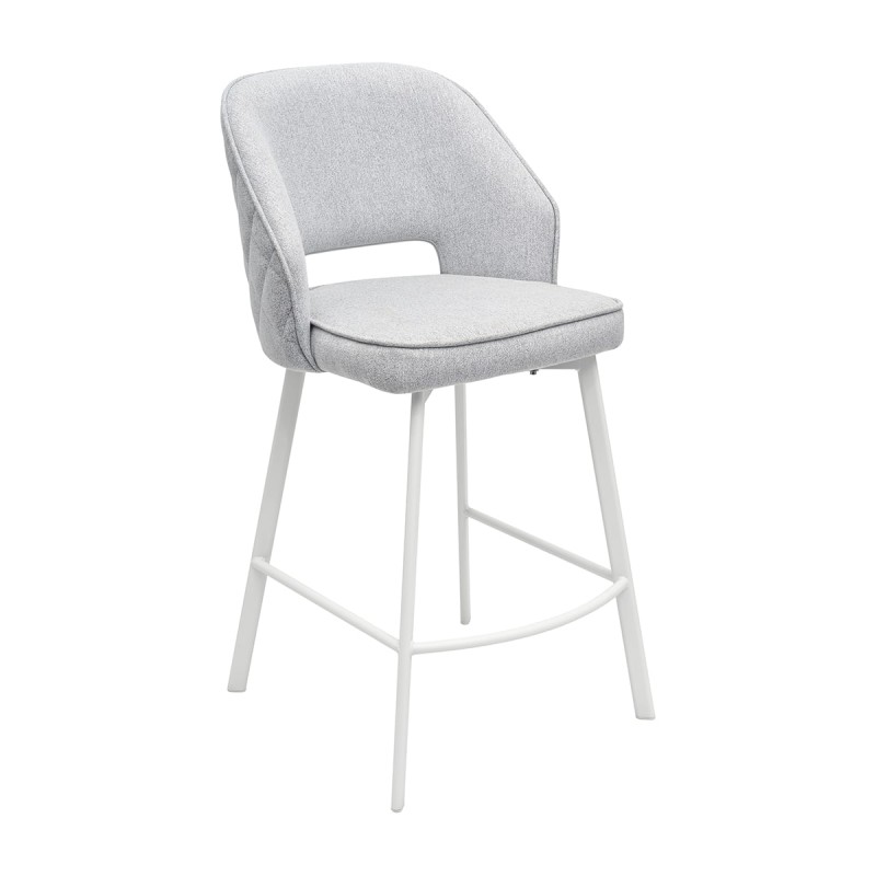 Hoker ANDRE PB Tapicerowany Jasnoszary – nowoczesne krzesło barowe do kuchni z wyspą