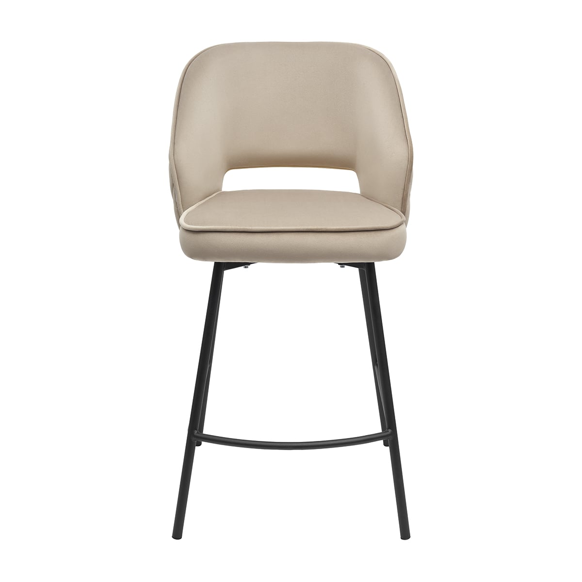 Hoker ANDRE PB Tapicerowany Beżowy widok od przodu – nowoczesne krzesło barowe do kuchni z wyspą