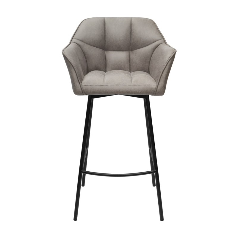 Hoker FRANK B Tapicerowany Szary widok od przodu – nowoczesne krzesło barowe do kuchni z wyspą