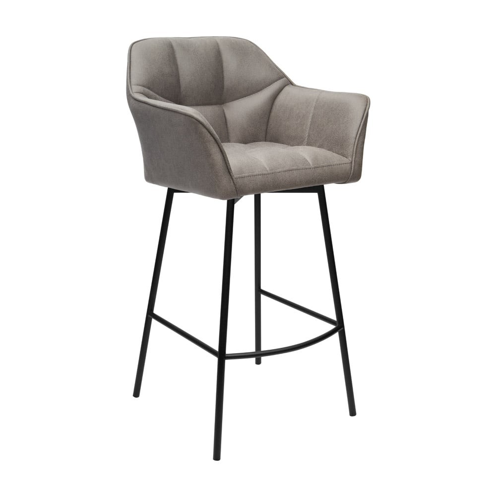 Hoker FRANK B Tapicerowany Szary – nowoczesne krzesło barowe do kuchni z wyspą