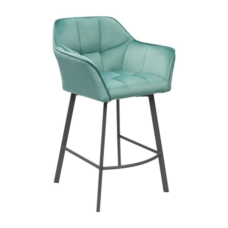 Hoker FRANK PB Tapicerowany Niebieski – nowoczesne krzesło barowe do kuchni z wyspą