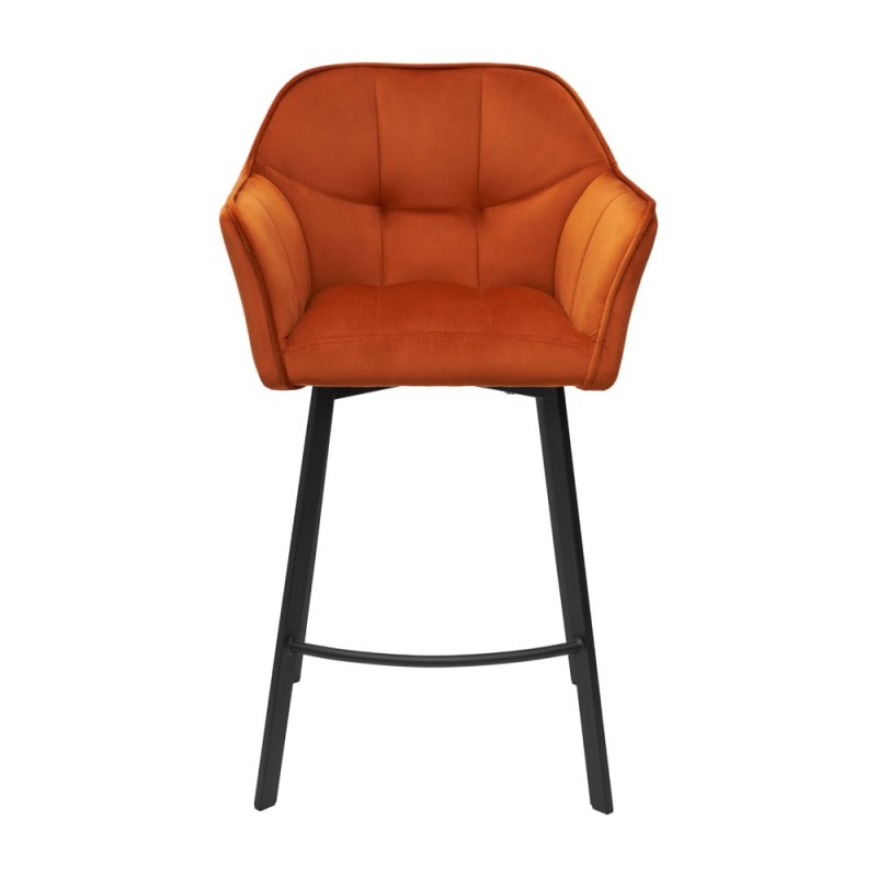 Hoker FRANK PB Tapicerowany Pomarańczowy widok od przodu – nowoczesne krzesło barowe do kuchni z wyspą