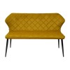 Tapicerowana Welurowa Ławka do Jadalni RALF Pikowana Musztardowa - widok z przodu