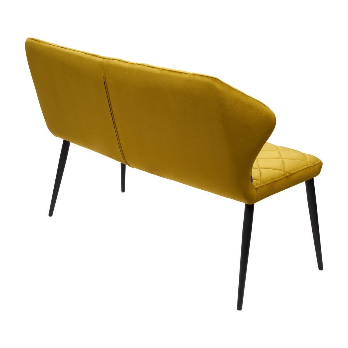 Tapicerowana Welurowa Ławka do Jadalni RALF Pikowana Musztardowa - widok prezentujący tył ławki
