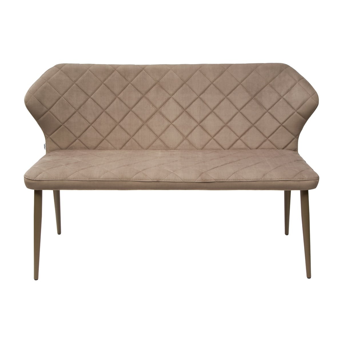 Tapicerowana Welurowa Ławka do Jadalni RALF Pikowana Beżowa - widok z przodu