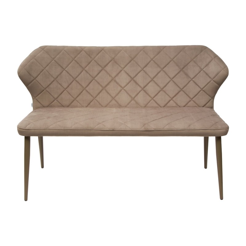 Tapicerowana Welurowa Ławka do Jadalni RALF Pikowana Beżowa - widok z przodu