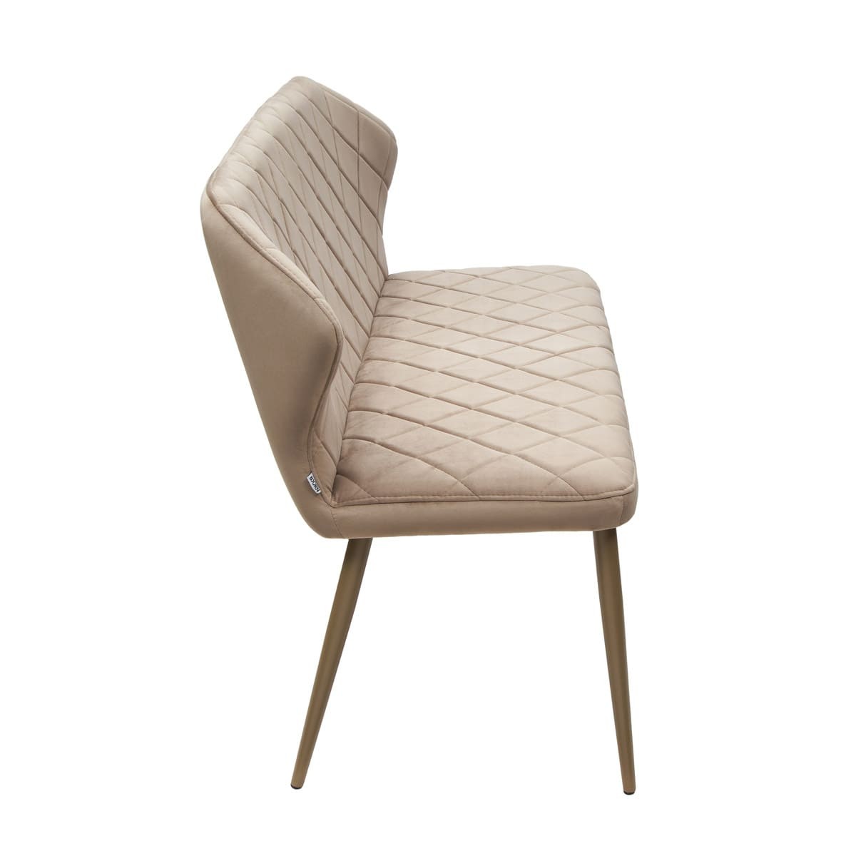 Tapicerowana Welurowa Ławka do Jadalni RALF Pikowana Beżowa - widok od boku