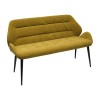 Tapicerowana Welurowa Ławka do Jadalni COLIN Pikowana Musztardowa