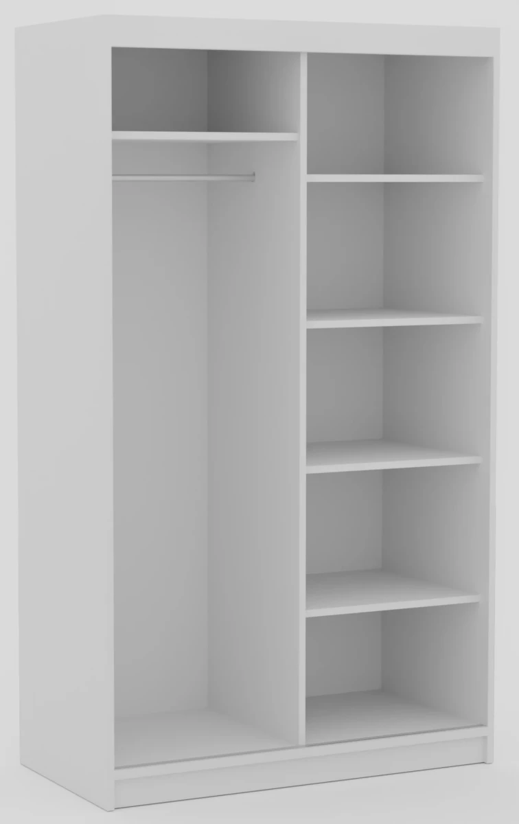 Wnętrze szafy przesuwnej DELIA 120 cm z półkami i drążkiem