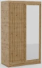 Szafa przesuwna DELIA 120 cm dąb artisan z lustrem i lamelami na białym tle