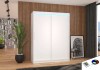 Nowoczesna Biała Szafa przesuwna Denver 150 cm w salonie wersja z oświetleniem LED