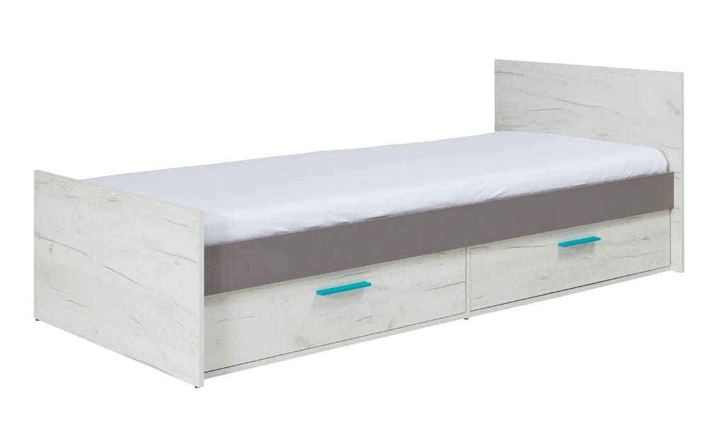 Łóżko REST R 05 z 4-Szufladami Powierzchnia Spania 80 x 200 cm Jednoosobowe Meble Młodzieżowe Pokój Dziecka Pojemniki