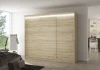 Nowoczesna Szafa przesuwna Antos 250 cm w odcieniu Dębu Sonoma w sypialni wersja z oświetleniem LED