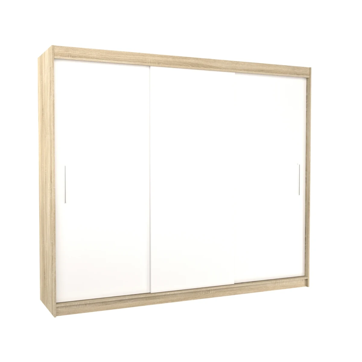 Nowoczesna w odcieniu Dębu Sonoma z dodatkiem Bieli przesuwna Antos 250 cm na białym tle