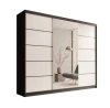 Nowoczesna Czarno-Biała Szafa przesuwna ETNA 250 cm z lustrem na białym tle