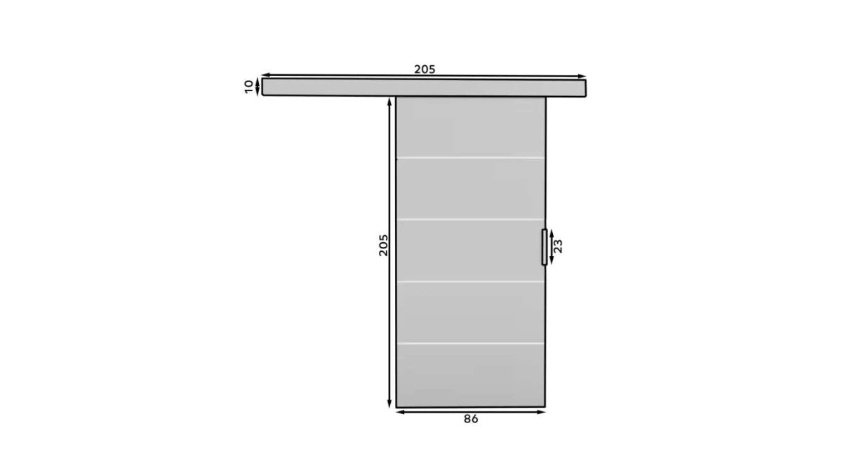 Zdjęcie wymiarów Drzwi Przesuwne Naścienne 86 cm Biella