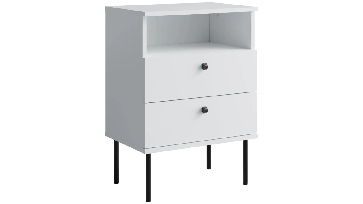 Biała Szafka Nocna HIGH II Szerokość 55 cm 2-Szuflady