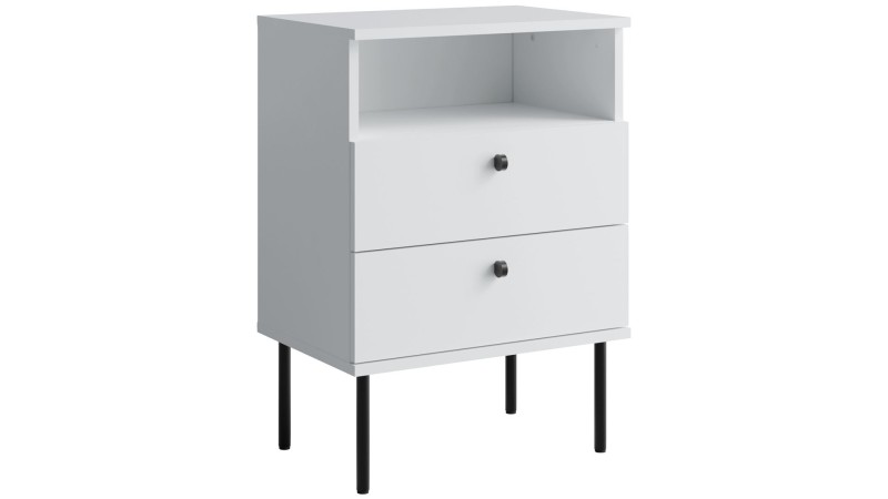 Biała Szafka Nocna HIGH II Szerokość 55 cm 2-Szuflady