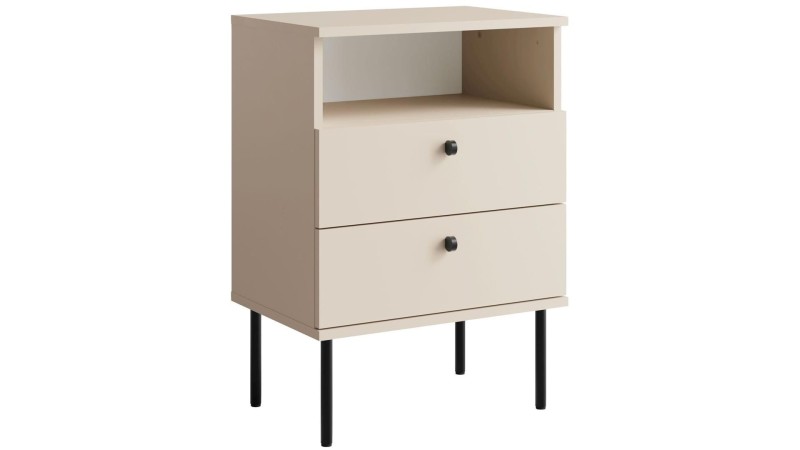 Beżowa Szafka Nocna HIGH II Szerokość 55 cm 2-Szuflady