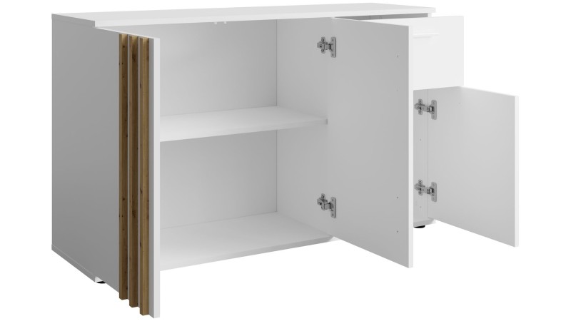 Biała Komoda TOLL 3-drzwiowa 120 cm zdjęcie wnętrza