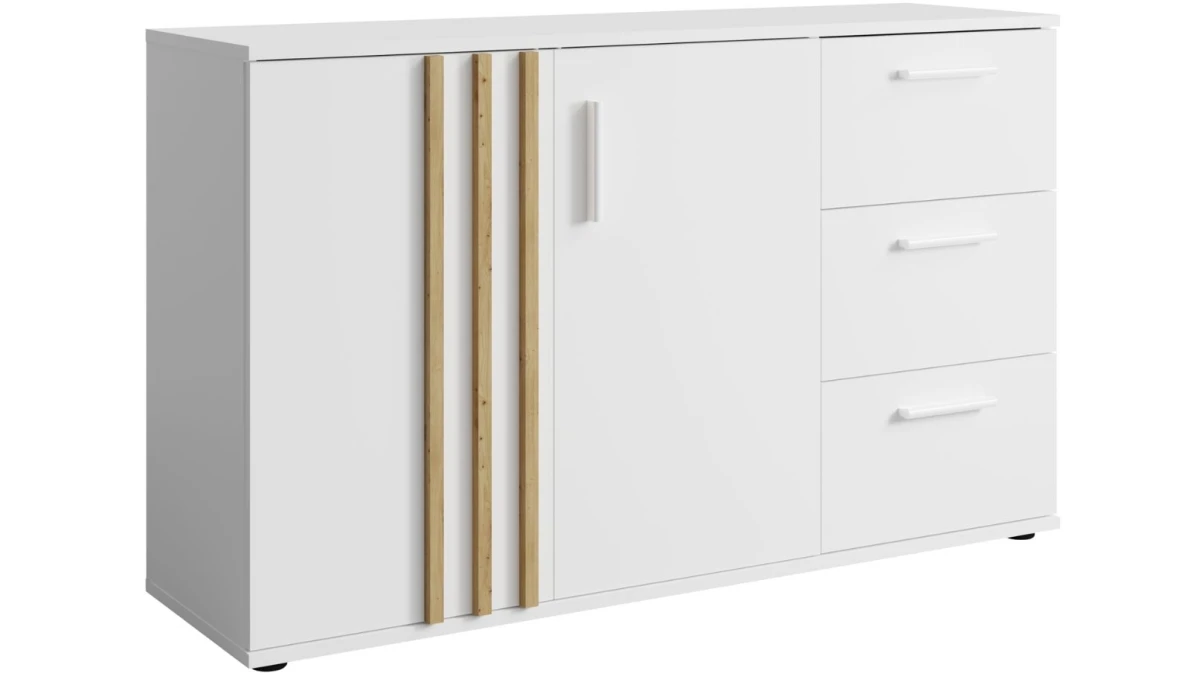 Biała Komoda TOLL 3-szuflady 120 cm do Salonu
