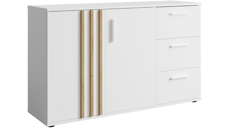 Biała Komoda TOLL 3-szuflady 120 cm do Salonu
